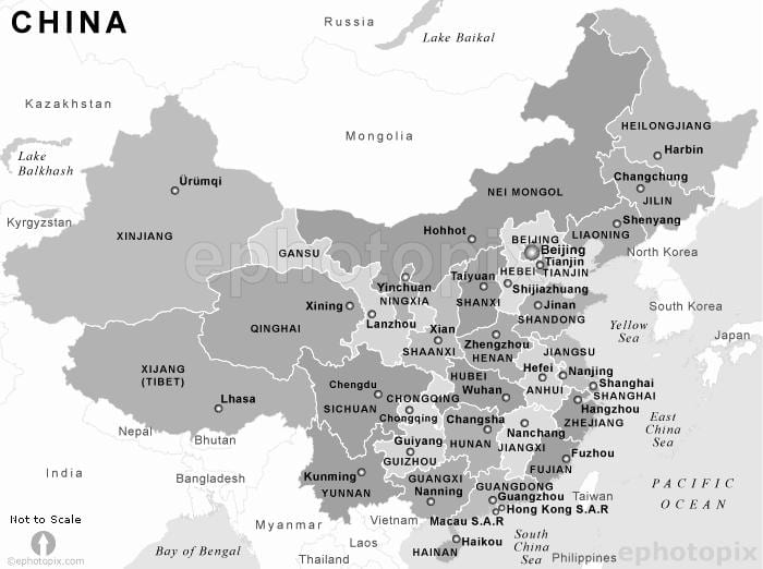 mapa Kine crna i bijela