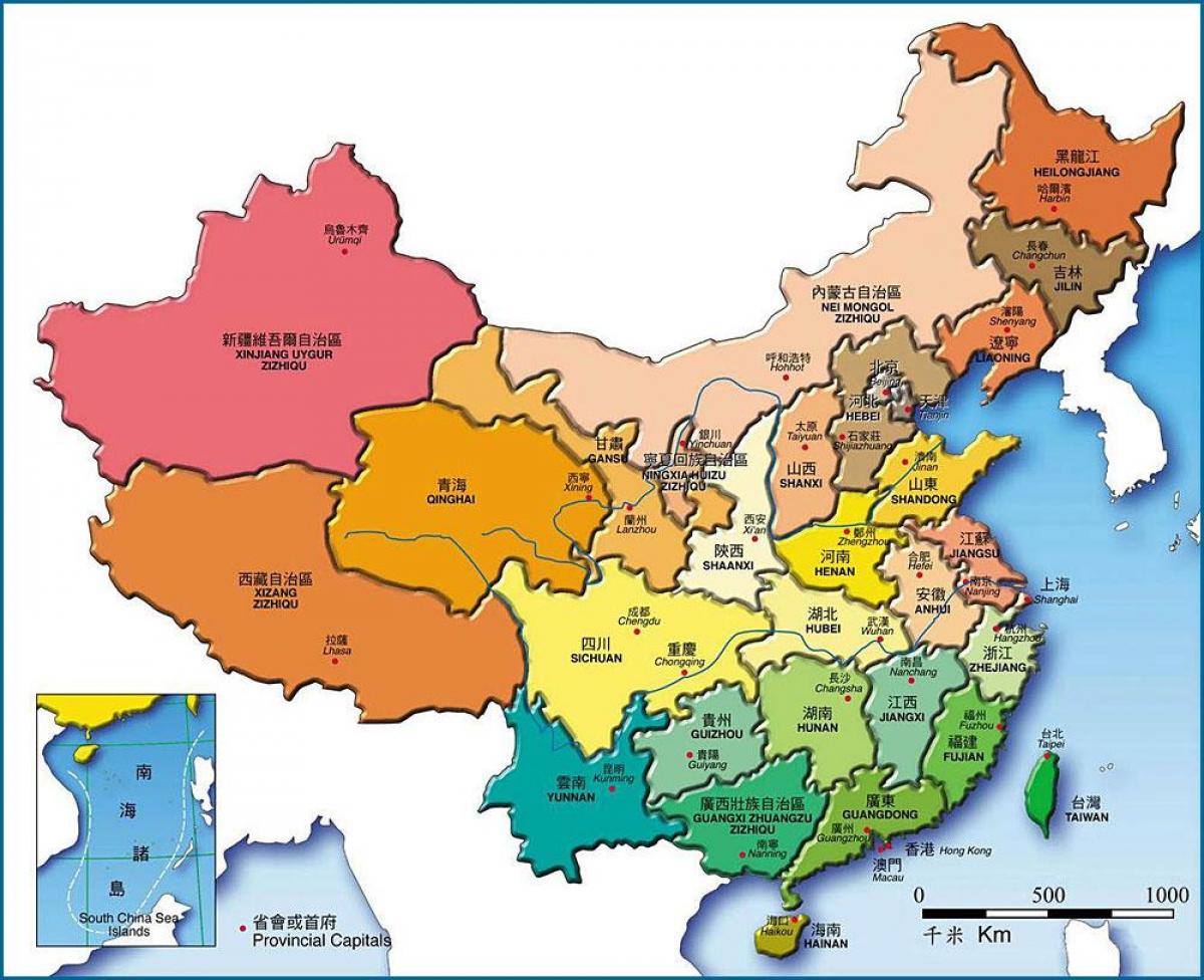 karta pokrajina Kine