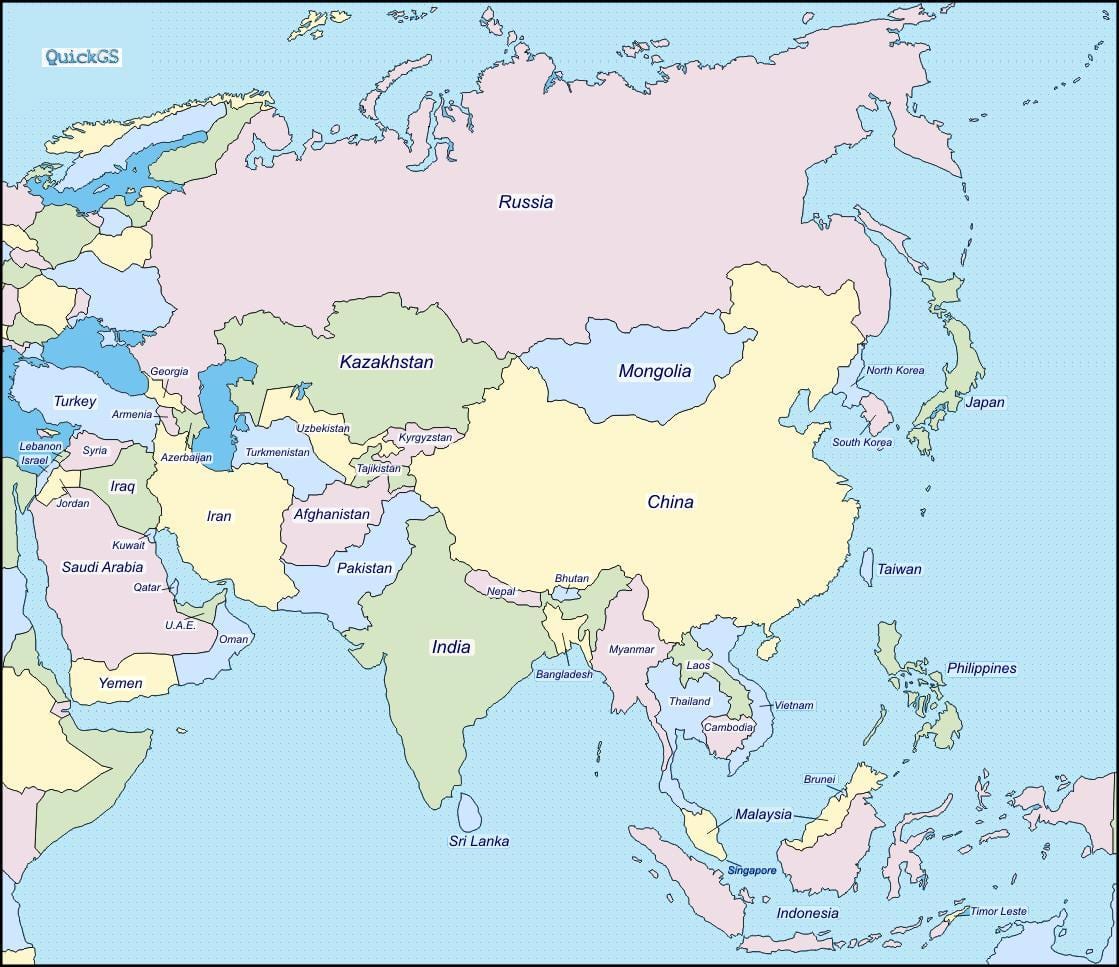 mapa Kine i susjednih zemalja