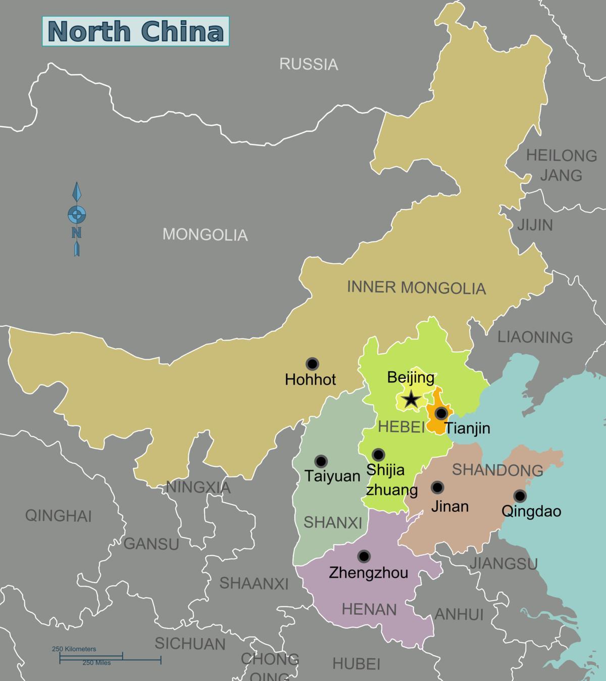 karta Sjeverne Kine