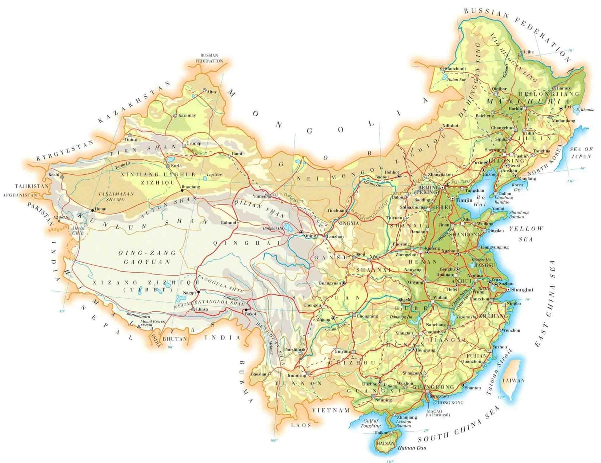 Kina topografske karte