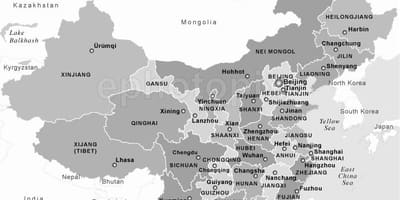 Mapa Kine crna i bijela